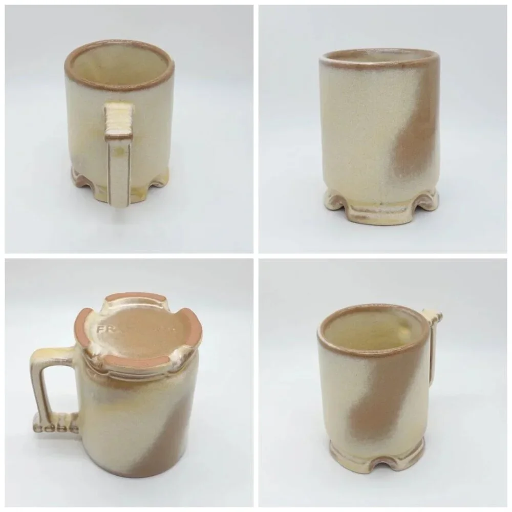 Vintage Set of Frankoma 6J Plainsman Desert Gold Teapot and Mug for Tea Coffee